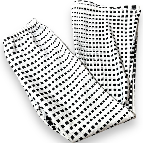 Casa Lee Black/White Pattern Stretch Elastic Waist Flared Vintage Inspired pants - Picture 13 of 14